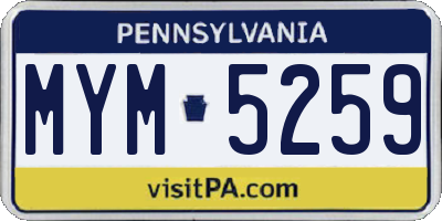 PA license plate MYM5259