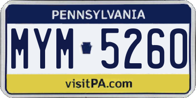 PA license plate MYM5260