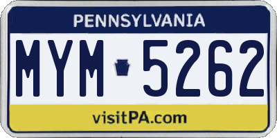 PA license plate MYM5262