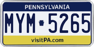 PA license plate MYM5265