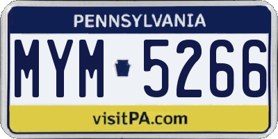 PA license plate MYM5266