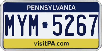 PA license plate MYM5267
