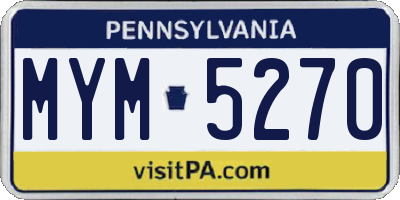 PA license plate MYM5270