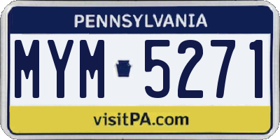 PA license plate MYM5271