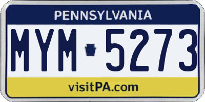 PA license plate MYM5273
