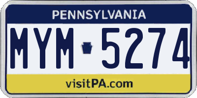 PA license plate MYM5274