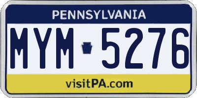 PA license plate MYM5276