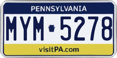 PA license plate MYM5278