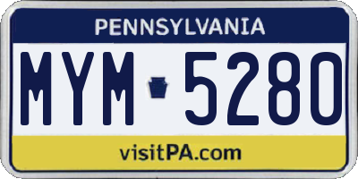 PA license plate MYM5280