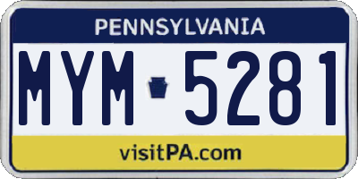 PA license plate MYM5281
