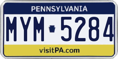 PA license plate MYM5284