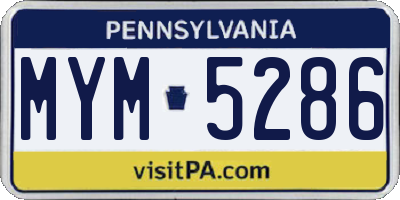 PA license plate MYM5286