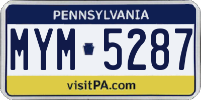 PA license plate MYM5287