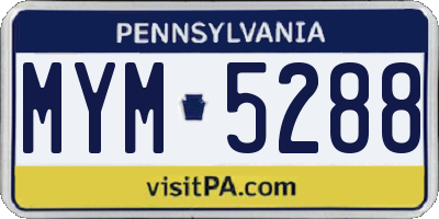 PA license plate MYM5288