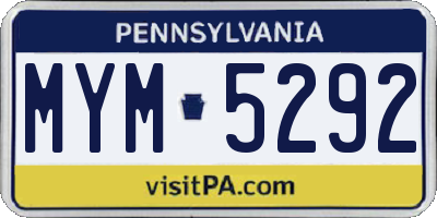 PA license plate MYM5292