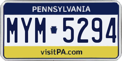PA license plate MYM5294