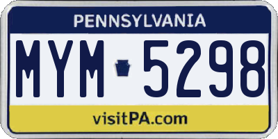 PA license plate MYM5298