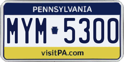 PA license plate MYM5300