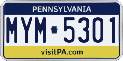 PA license plate MYM5301