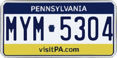 PA license plate MYM5304