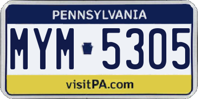 PA license plate MYM5305