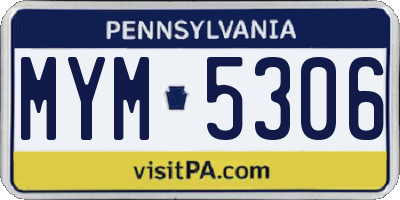 PA license plate MYM5306