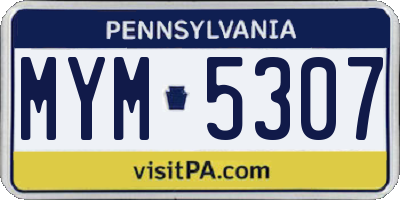 PA license plate MYM5307