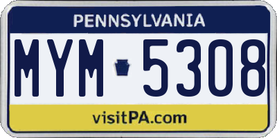 PA license plate MYM5308