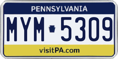 PA license plate MYM5309