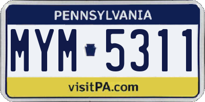 PA license plate MYM5311