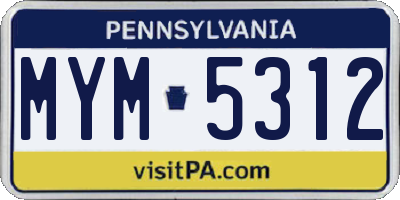 PA license plate MYM5312