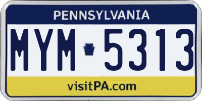 PA license plate MYM5313