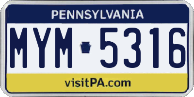 PA license plate MYM5316