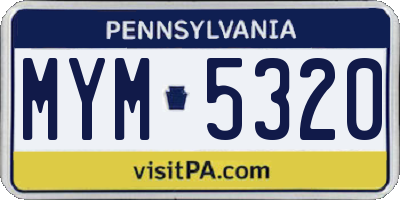PA license plate MYM5320