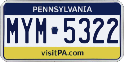 PA license plate MYM5322