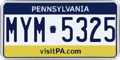 PA license plate MYM5325