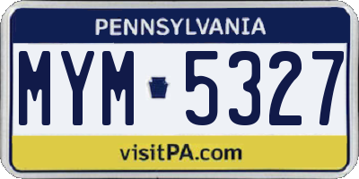 PA license plate MYM5327