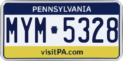 PA license plate MYM5328