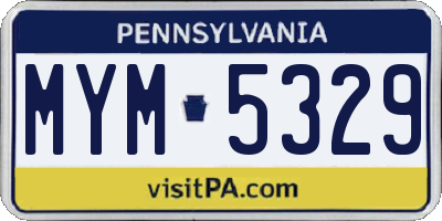 PA license plate MYM5329