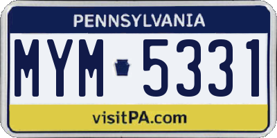 PA license plate MYM5331