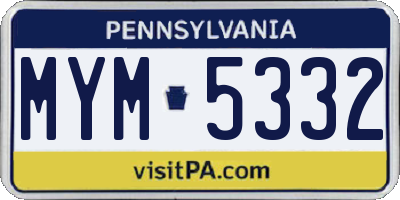 PA license plate MYM5332