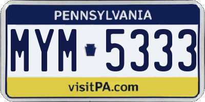 PA license plate MYM5333