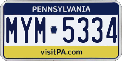 PA license plate MYM5334