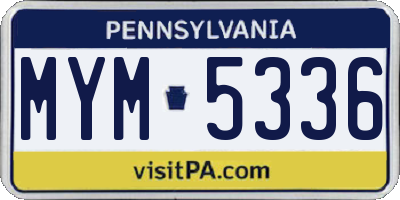 PA license plate MYM5336