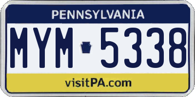 PA license plate MYM5338
