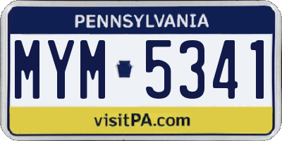 PA license plate MYM5341