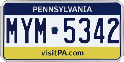 PA license plate MYM5342