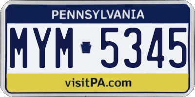 PA license plate MYM5345