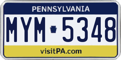 PA license plate MYM5348