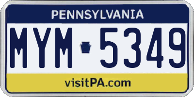 PA license plate MYM5349